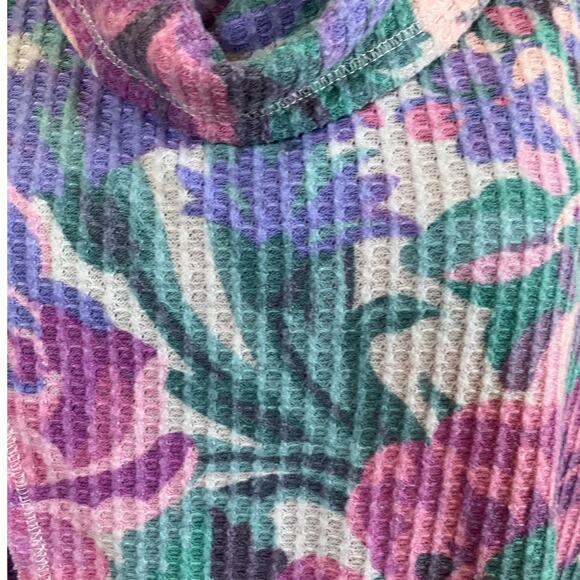 Lularoe Pink Purple Floral Waffle Knit Cowl Neck Sweater Small - Picture 3 of 4